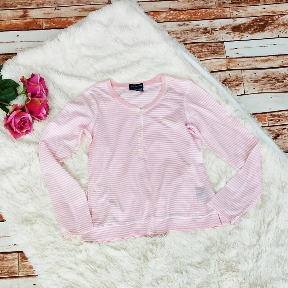 Long Sleeve Striped Split Hem Henley With Pockets